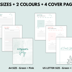 A Parents Story template Colours and Sizes